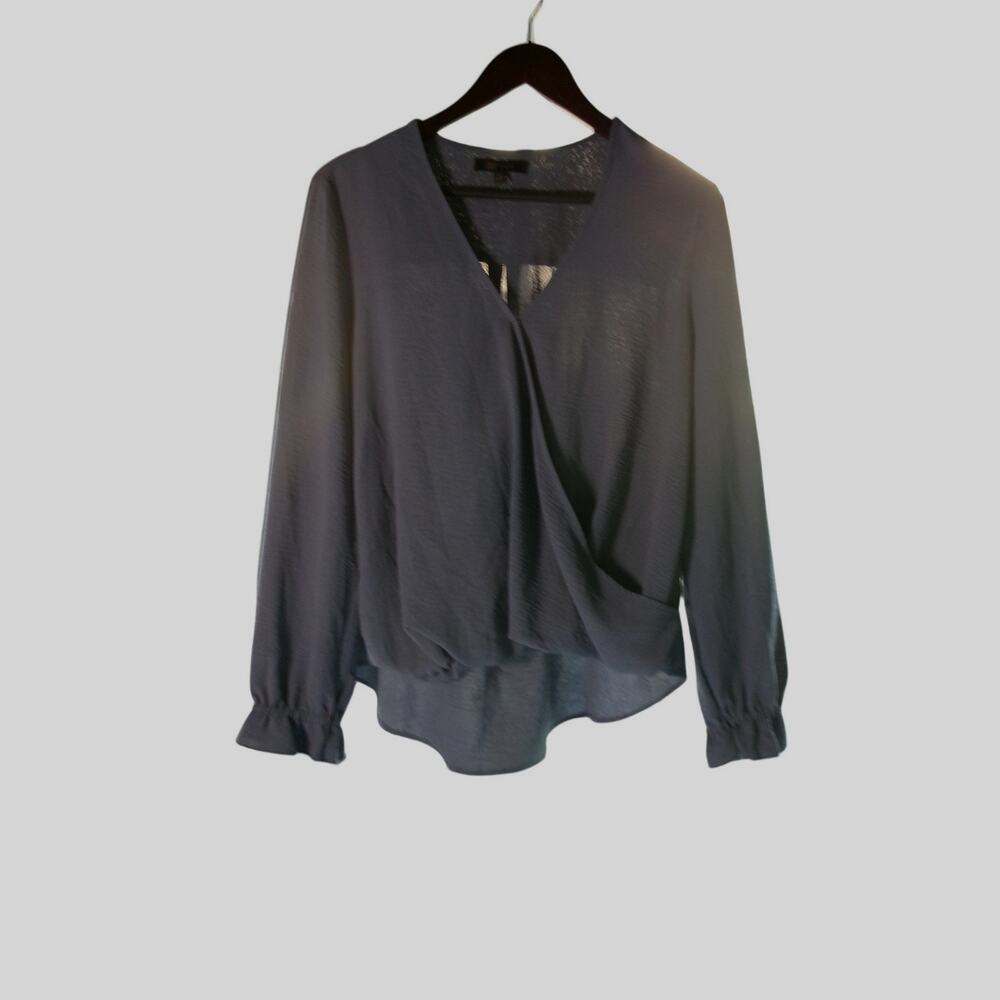 Frye Women's Blouse Medium Blue Teal Long Sleeve Tie Neck Boho Top